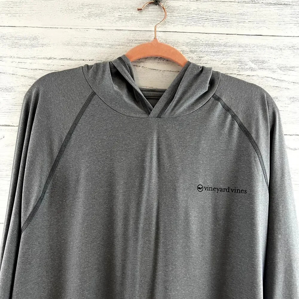 Vineyard Vines Gray Long Sleeve Hooded Performance Pullover Size XL